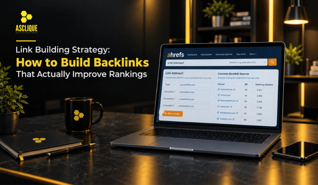 Link building strategy guide—digital PR, guest posting, and resource page tactics for building domain authority.