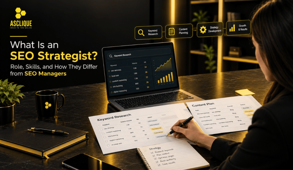 What is an SEO strategist—role overview, skills, tools, and how the role differs from SEO manager.