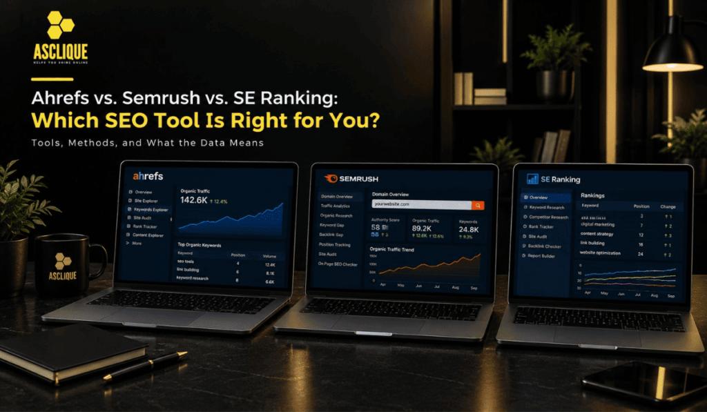 Ahrefs vs Semrush vs SE Ranking comparison — features, pricing, and which SEO tool is right for your needs.