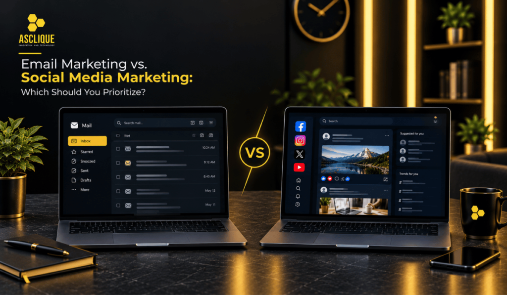 Email marketing vs social media—comparing ROI, reach, audience ownership, and channel strategy.