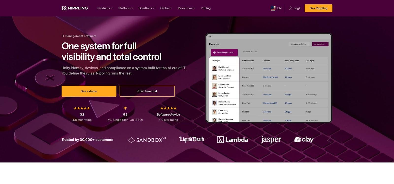 Rippling: one click from HR form to FedEx label