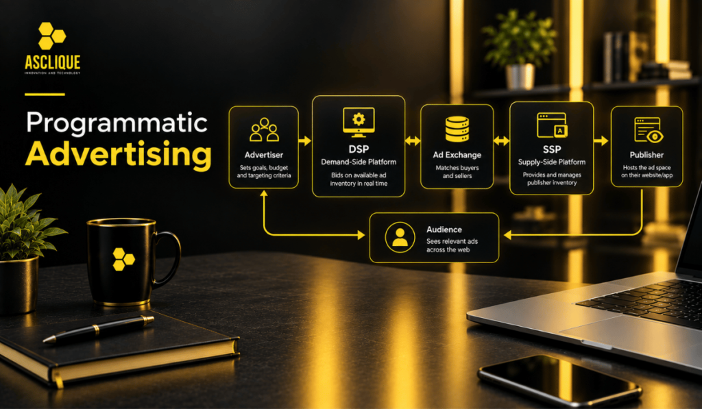Programmatic advertising—how automated media buying works across display, video, and connected TV.